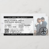 日付モダン搭乗券のチケット写真を保存 招待状 (正面)