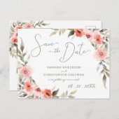 日付モダン水カラー赤面バラリースの保存 ポストカード (正面/裏面)