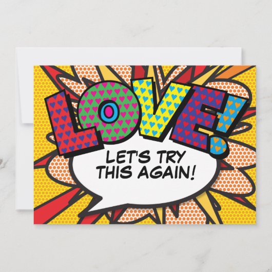 日付モダン漫画帳おもしろいの変更 招待状 (正面)