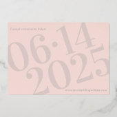 日付モダン赤面/バラ金ゴールドの保存 箔招待状 (裏面)