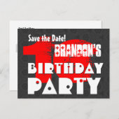 日付モダン10th誕生日パーティーW01Fを保存 案内ポストカード (正面/裏面)