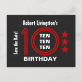 日付モダン10th Birthday Party V01Dを保存 案内ポストカード (正面)