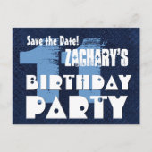 日付モダン11th誕生日パーティーW02Eを保存 案内ポストカード (正面)