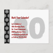 日付モダン30th誕生日パーティーR205を保存 案内ポストカード (裏面)