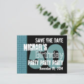 日付モダン50番目の誕生日ティール(緑がかった色)とアクアを保存 案内ポストカード (スタンド正面)