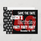 日付モダン50th Birthday Party R203を保存 案内ポストカード (正面/裏面)