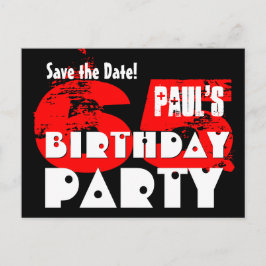 日付モダン65th Birthday Party V19を保存 案内ポストカード