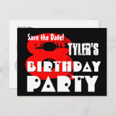 日付モダン8th誕生日パーティーV30を保存 案内ポストカード (正面/裏面)