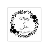 日付モノグラム素朴リースカスタムウェディング ラバースタンプ (インプリント)