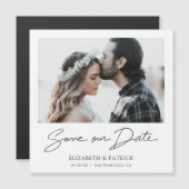 日付ユニークの写真を結婚保存 マグネット招待状 (正面/裏面)