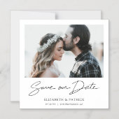 日付ユニークの写真を結婚保存 マグネット招待状 (正面)