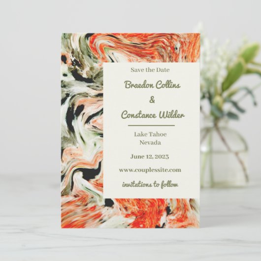 日付ユニークを保存する大理石結婚式 セーブザデート (スタンド正面)