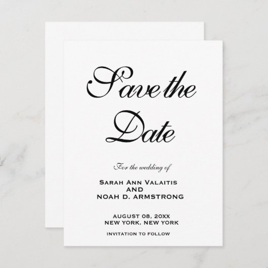 日付ユニークを保存する |ミニマモダンリストの結婚式 セーブザデート (正面/裏面)