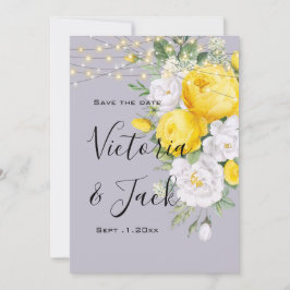 日付ライトを保素朴存する黄色のフローラ 招待状