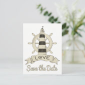 日付ライトハウス航海の婚約を保存 ポストカード (スタンド正面)