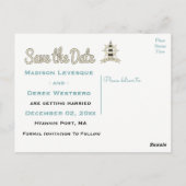 日付ライトハウス航海の婚約を保存 ポストカード (裏面)