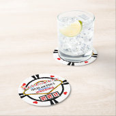 日付ラスベガスのトランプのポーカーチップを保結婚存する ラウンドペーパーコースター (インサイチュ)