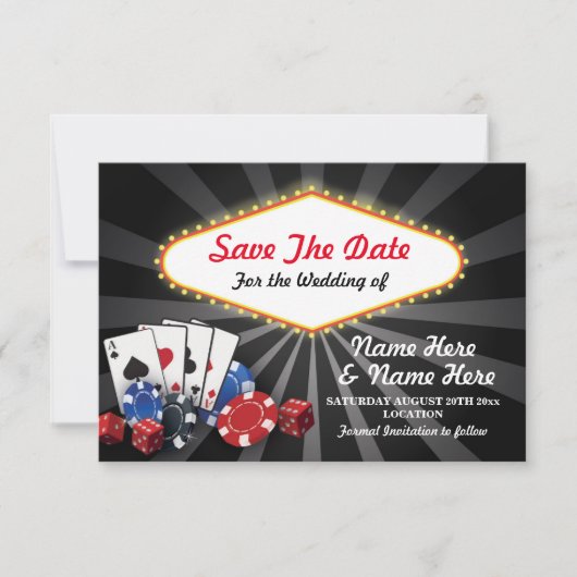 日付ラスベガスカジノカードサイコロの保存 セーブザデート (正面)