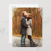 日付レースのカップル縁ど写真はがきLを保存 案内ポストカード (正面/裏面)