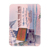 日付ロマンチックな文字列のライトビーチ結婚式を保存 マグネット (縦)