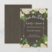 日付ロマンチックな素朴バラテーマの結婚保存 セーブザデート (正面/裏面)