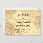 日付ヴィンテージのカスタムビーチエッチングを保存 案内状 (裏面)