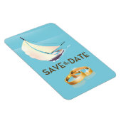 日付ヴィンテージのヨットとリング結婚を保存する マグネット (右側)