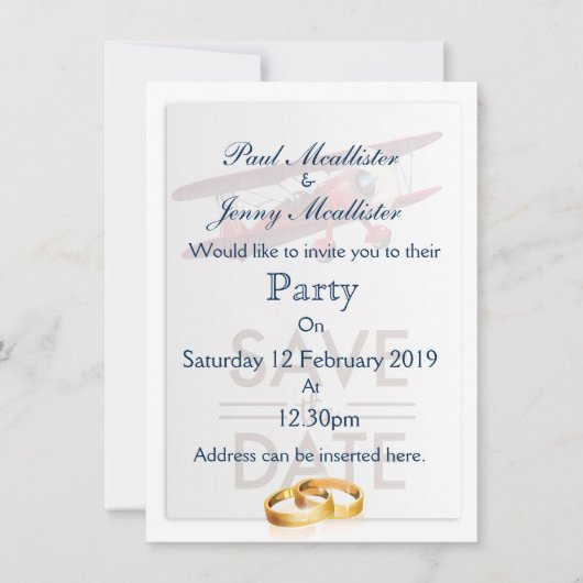 日付ヴィンテージの飛行機の保存 招待状 (正面)