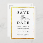 日付ヴィンテージを金ゴールドと共に保存縁どする ポストカード (正面/裏面)