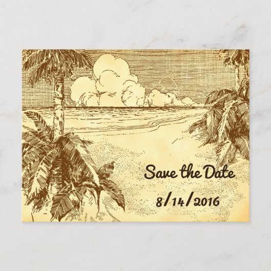日付ヴィンテージカスタムビーチはがきを保存 案内ポストカード (正面)