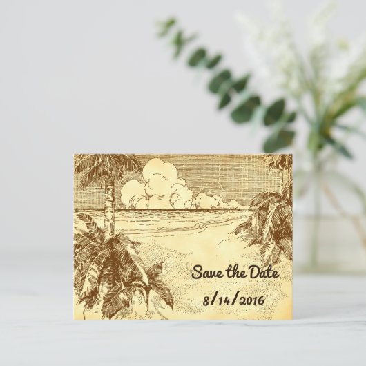 日付ヴィンテージカスタムビーチはがきを保存 案内ポストカード (スタンド正面)