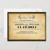 日付ヴィンテージタイポグラフィのポストカードを保存 案内ポストカード (正面/裏面)