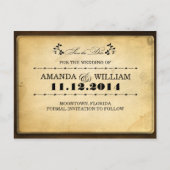 日付ヴィンテージタイポグラフィのポストカードを保存 案内ポストカード (正面)