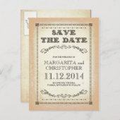 日付ヴィンテージタイポグラフィのポストカードを保存 案内ポストカード (正面/裏面)