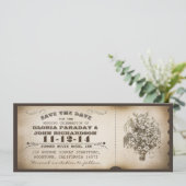 日付ヴィンテージチケットはがきを保存する セーブザデート (スタンド正面)