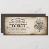 日付ヴィンテージチケットはがきを保存する セーブザデート (正面/裏面)