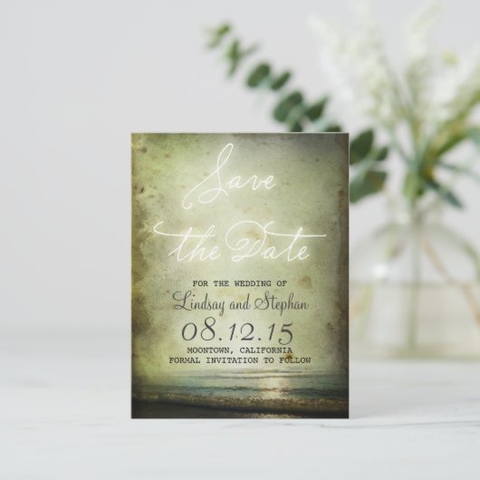 日付ヴィンテージビーチ磁石の保存 案内ポストカード (スタンド正面)