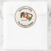 日付ヴィンテージプラムゼリーのラベルあなたのキッチンから ラウンドシール (バッグ)