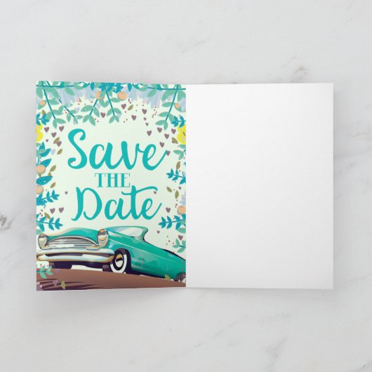日付ヴィンテージヴィンテージクラシック車を保存。 ノートカード (内部)