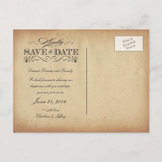 日付ヴィンテージ分与はがきを保存 案内ポストカード (裏面)