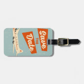 日付ヴィンテージ旅行ポスターを保存 ラゲッジタグ (正面横)