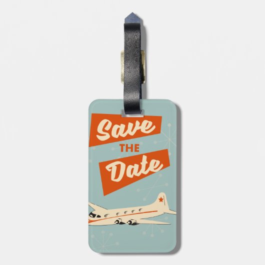 日付ヴィンテージ旅行ポスターを保存 ラゲッジタグ (裏面縦)