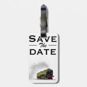 日付ヴィンテージ機関車招待状の保存 ラゲッジタグ (裏面縦)
