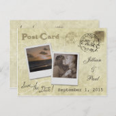 日付ヴィンテージ結婚式はがきを保存 案内ポストカード (正面/裏面)