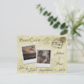日付ヴィンテージ結婚式はがきを保存 案内ポストカード (スタンド正面)