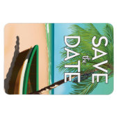 日付ヴィンテージ魚釣りボートの保存 マグネット (横)