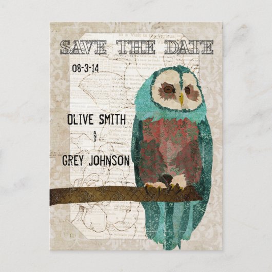日付ヴィンテージOwl IIポストカードの保存 案内ポストカード (正面)