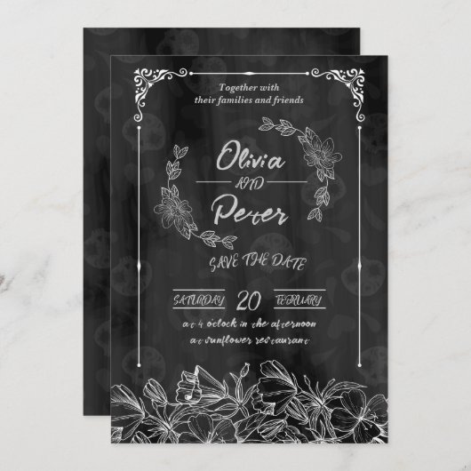 日付人気があるカードの保存 招待状 (正面/裏面)