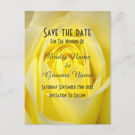 日付以外の明るい黄色のバラの花 案内ポストカード (正面)