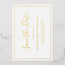 日付伝統的を保存するエレガントな結婚式 箔招待状